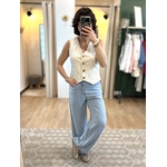 GILET SANS MANCHE BEIGE RAYE