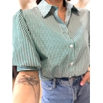 chemise rayée vert manches courtes