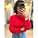 BLOUSE ROUGE BRODEE
