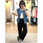 PANTALON NOIR FEMME COURT