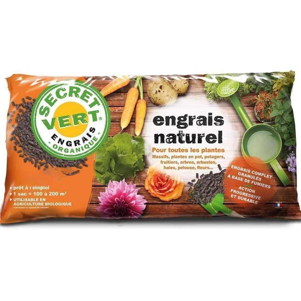 Engrais naturel pour toutes les plantes Secret Vert 3 Kg NPK  4,3-3-2,5_la jardinerie de Pessicart Nice 06100 (1)