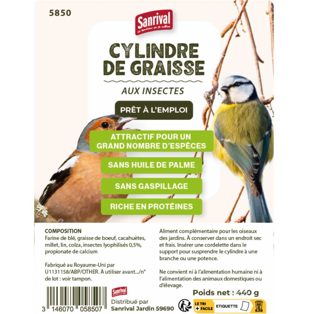 Cylindre de graisse aux insectes 440 gr pour oiseaux du jardin _la jardinerie de Pessicart Nice 06100 (1)