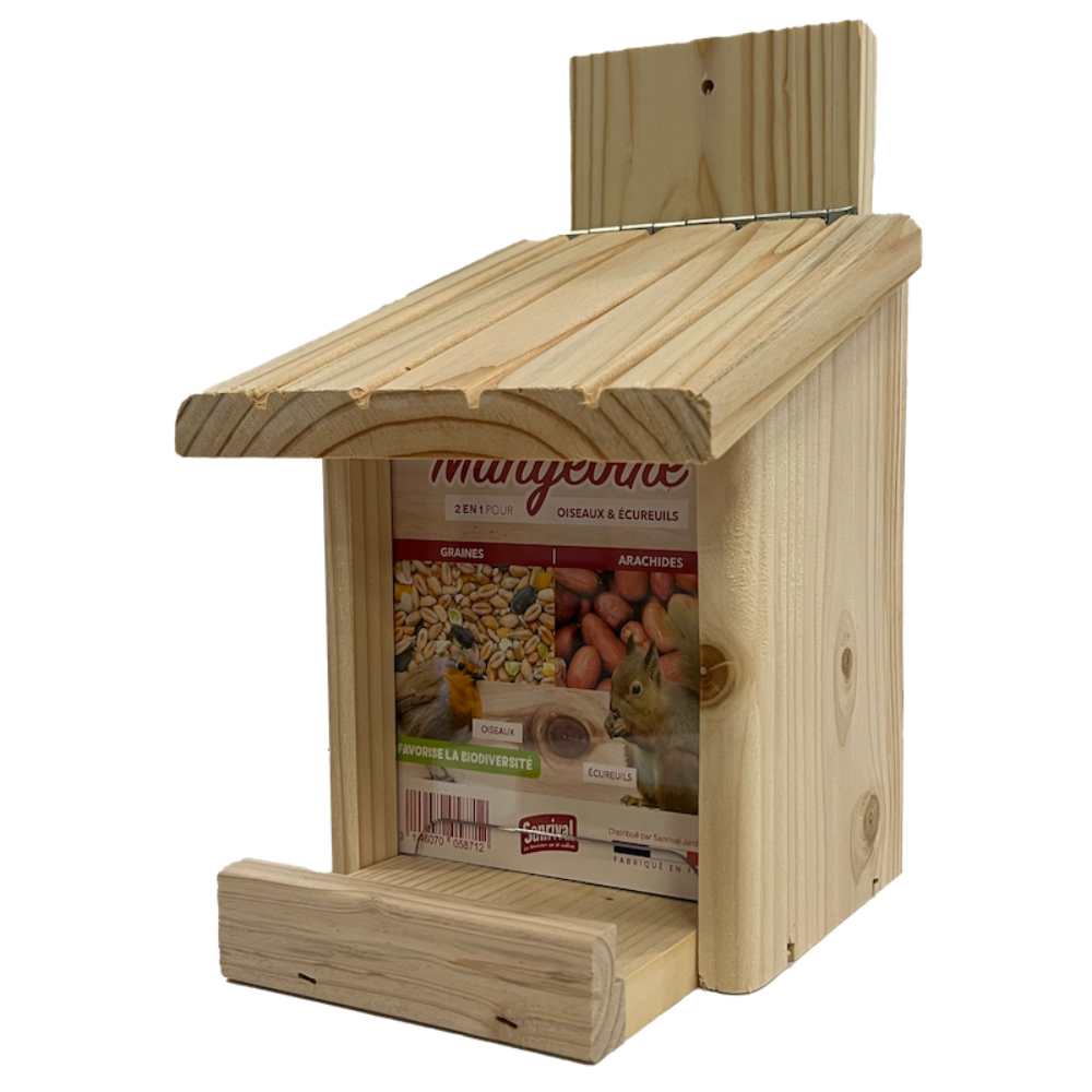 Mangeoire murale en bois pour oiseaux et écureuils