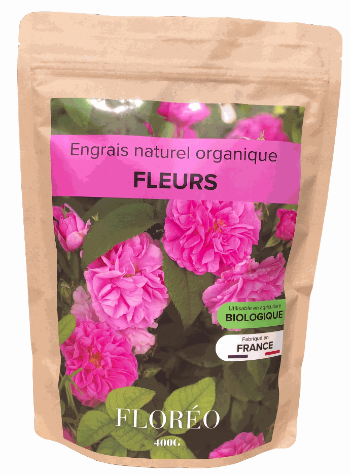 Engrais naturel fleurs Floreo 400 g – NPK 3-4-5 – Fabriqué à Grasse