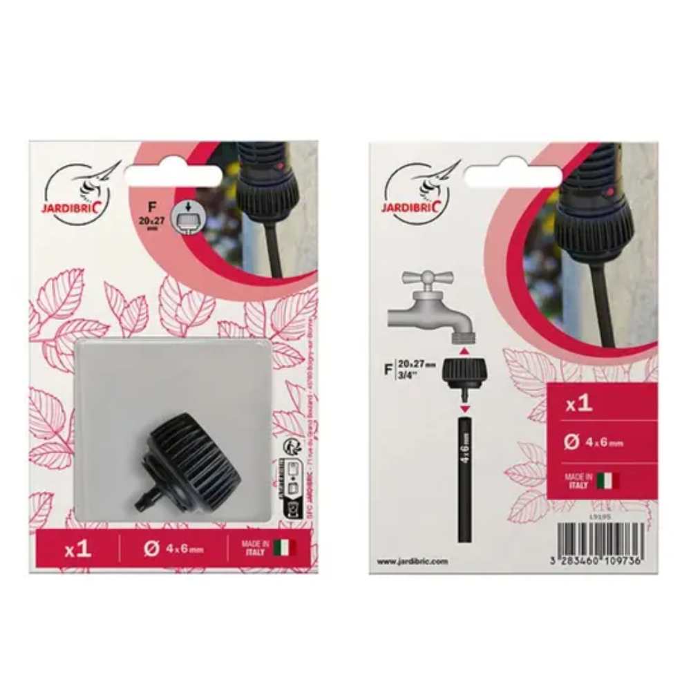 Adaptateur F 20x27 cannelé Ø 6 mm