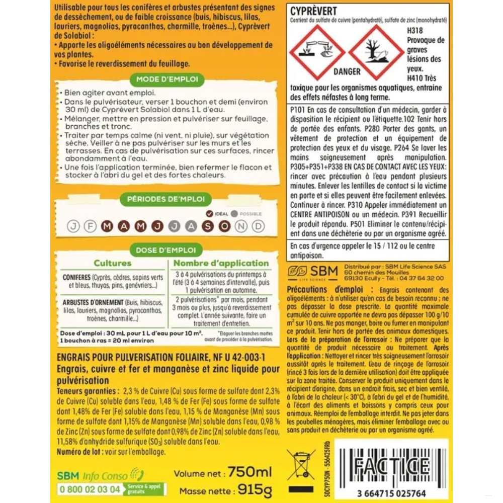 Engrais Cyprès revitalisant conifères 750 ML - SOLABIOL