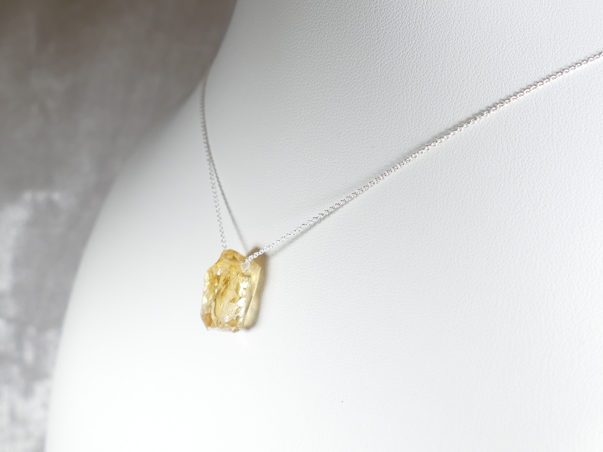 collier pendentif citrine brute naturelle argent gold filled