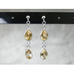 boucles d'oreilles argent massif citrine naturelle facettée