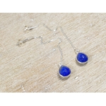 boucles d'oreilles pendante lapis lazuli naturel argent 925