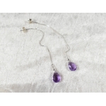 boucles d'oreilles vénitienne chaine argent 925 améthyste naturelle violette