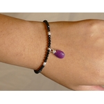 bracelet spinelle noir et rubis naturel argent 925