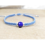 bracelet tressé lapis lazuli naturel sur argent