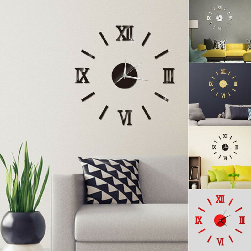 Chiffre Romain Horloge murale grande horloge Vinyle Autocollant Mur Decal Decor 5 tailles *