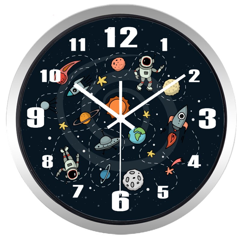 Horloge enfant motif espace 25 à 35 cm - L'Horloge Murale
