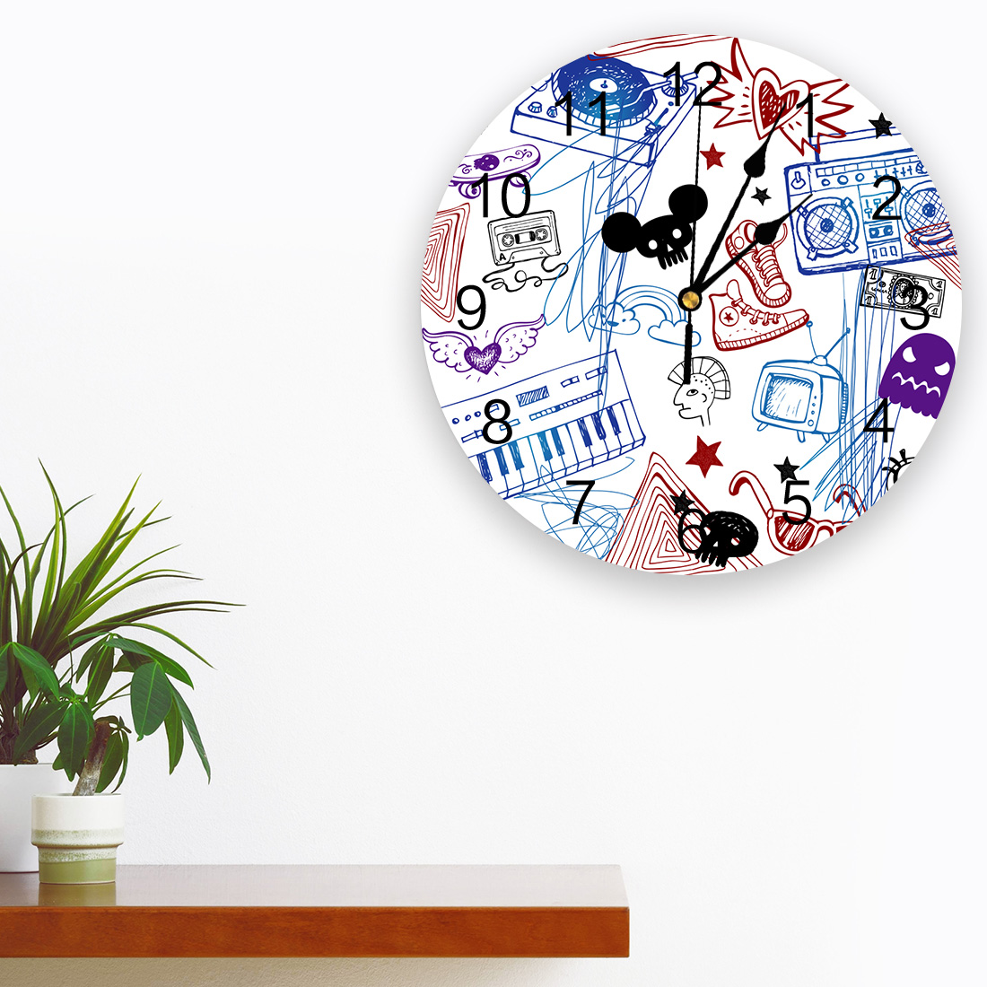 Horloge-murale-motif-Graffiti-design-de-dessin-anim-amusant-d-coration-de-la-maison-salon-horloge