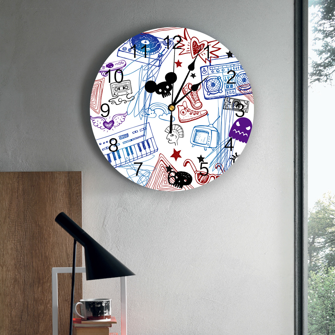 Horloge-murale-motif-Graffiti-design-de-dessin-anim-amusant-d-coration-de-la-maison-salon-horloge