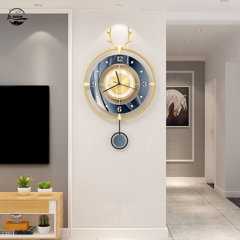 Horloge-murale-en-m-tal-t-te-de-cerf-avec-lumi-res-style-nordique-luxe-rond