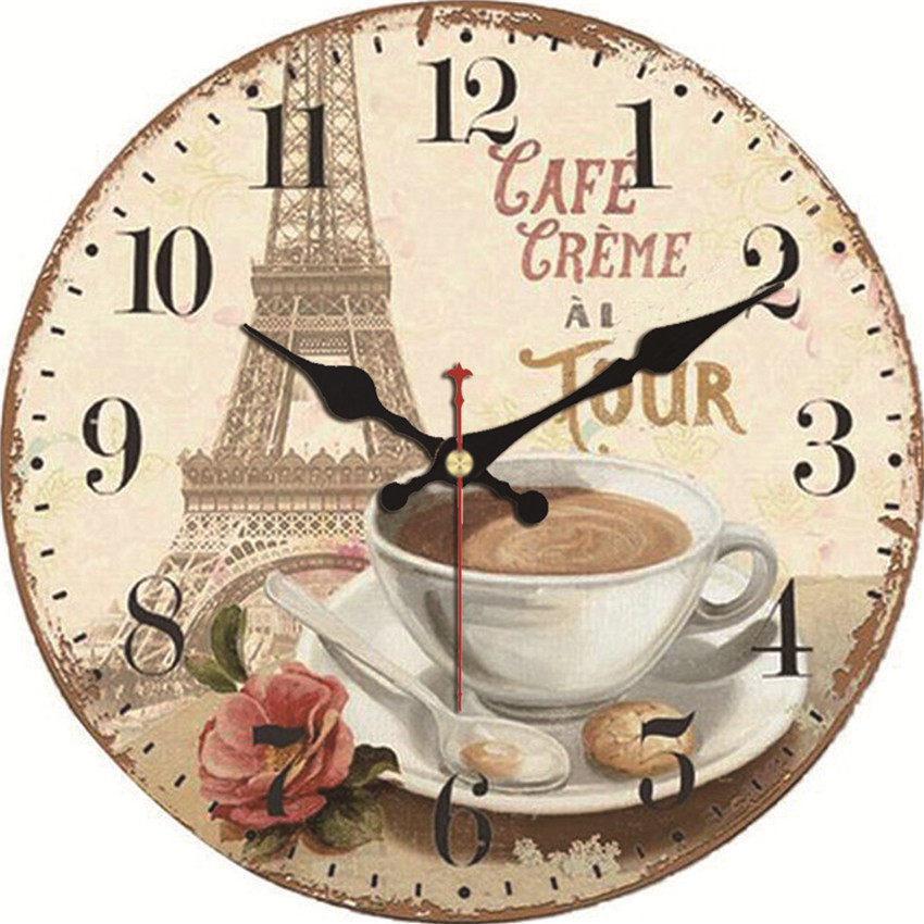 Horloge murale vintage Tour Eiffel 15 à 40 cm