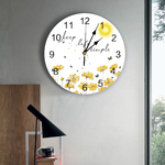 Horloge-murale-ronde-en-forme-de-papillon-motifs-de-fleurs-de-soleil-et-de-lettres-dessin