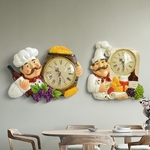 Horloge-murale-Vintage-d-coration-de-la-maison-r-sine-Chef-Statue-montre-horloge-Quartz-muet