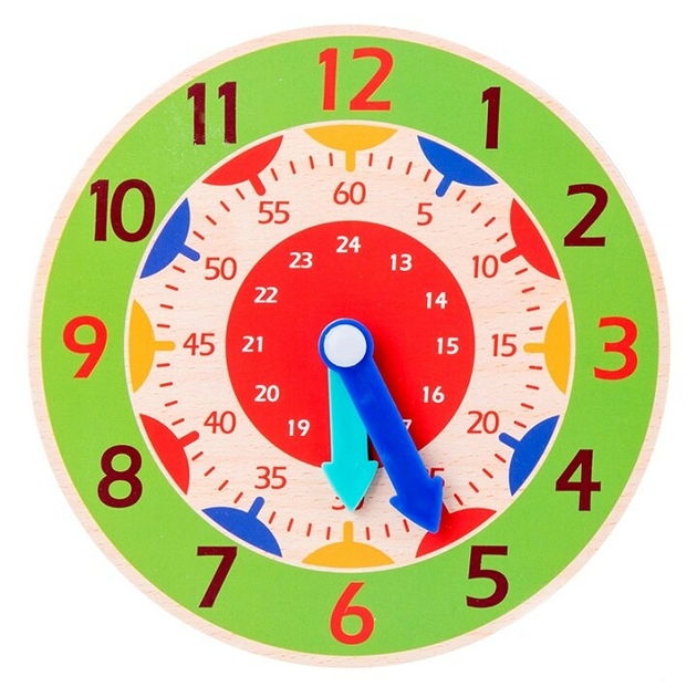 Horloge Montessori en bois coloré pour enfants 14cm - L'Horloge Murale