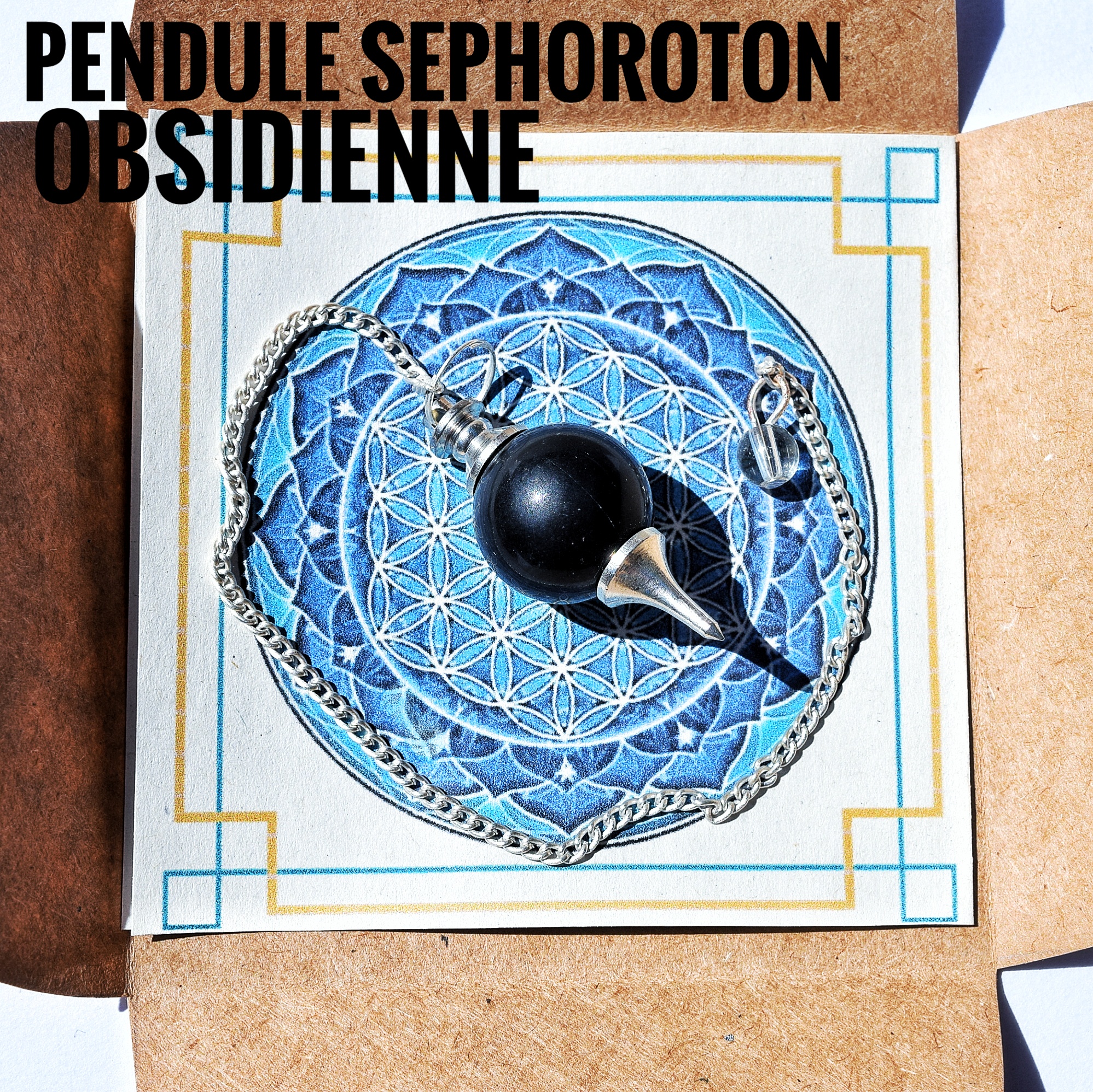 Pendule séphoroton Protection & Reconnexion de l\'âme Obsidienne
