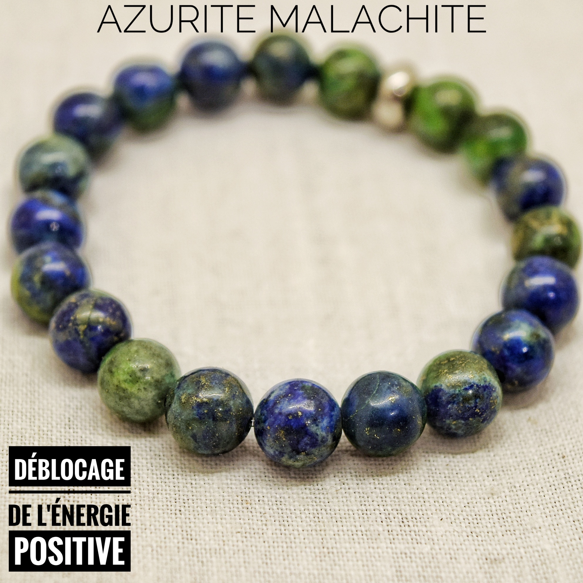 Bracelet Déblocage de l\'énergie positive en Azurite Malachite