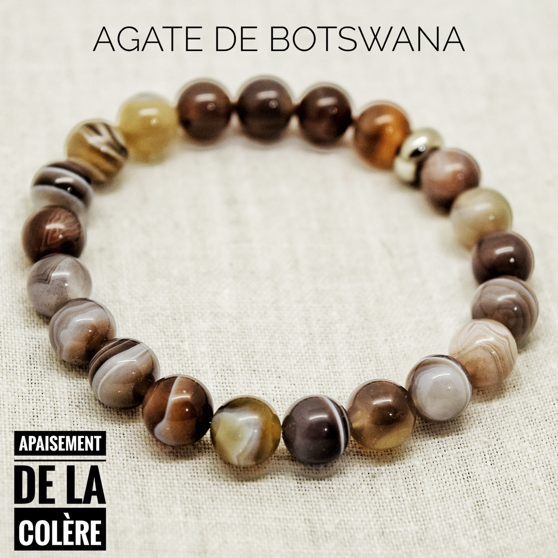 Bracelet Apaisement de la colère en Agate de Botsana