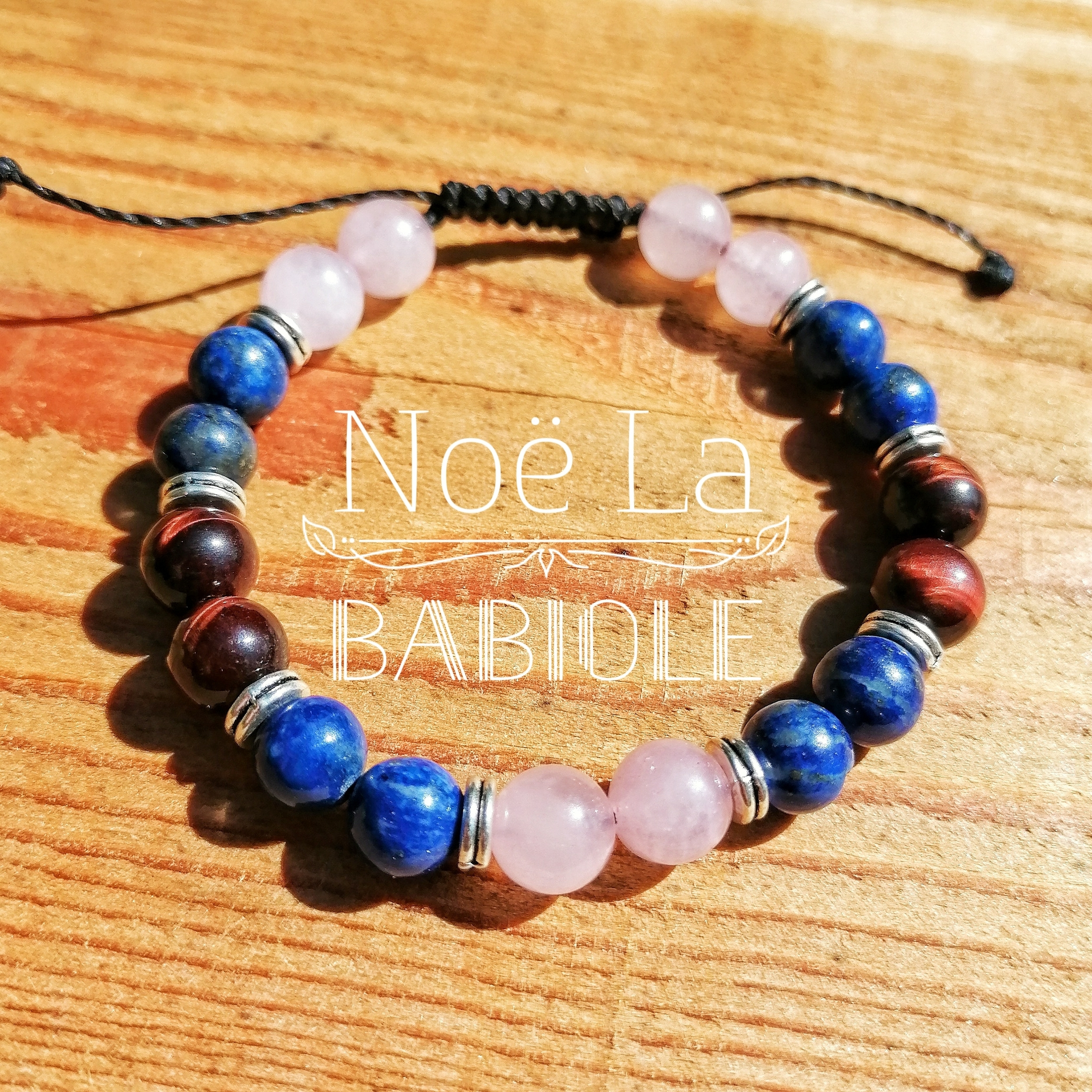Bracelet spécial Taureau ♉ en Lapis Lazuli, Oeil de Taureau & Quartz rose