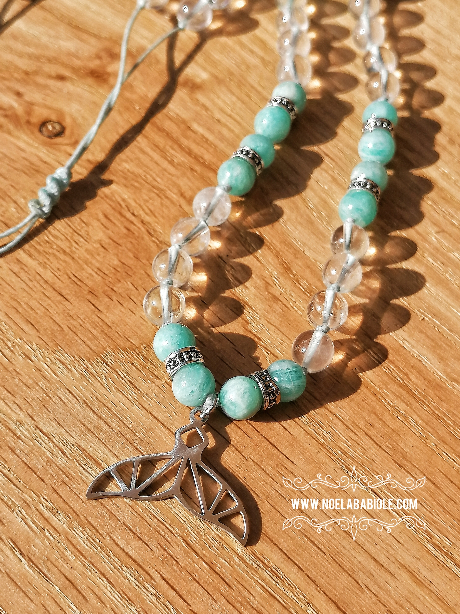 Collier Sedna en Amazonite & Cristal de roche - Ajustable