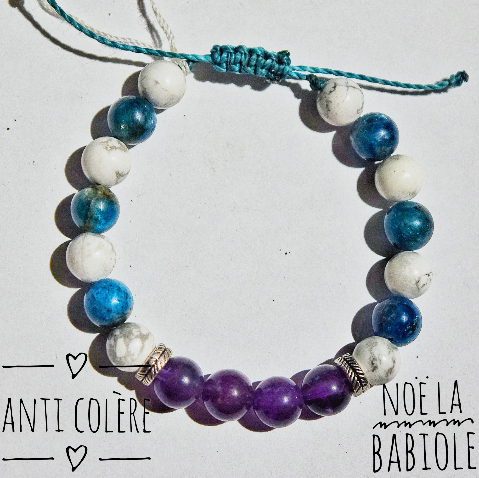 Bracelet ANTI COLERE en Apatite, Howlite & Améthyste