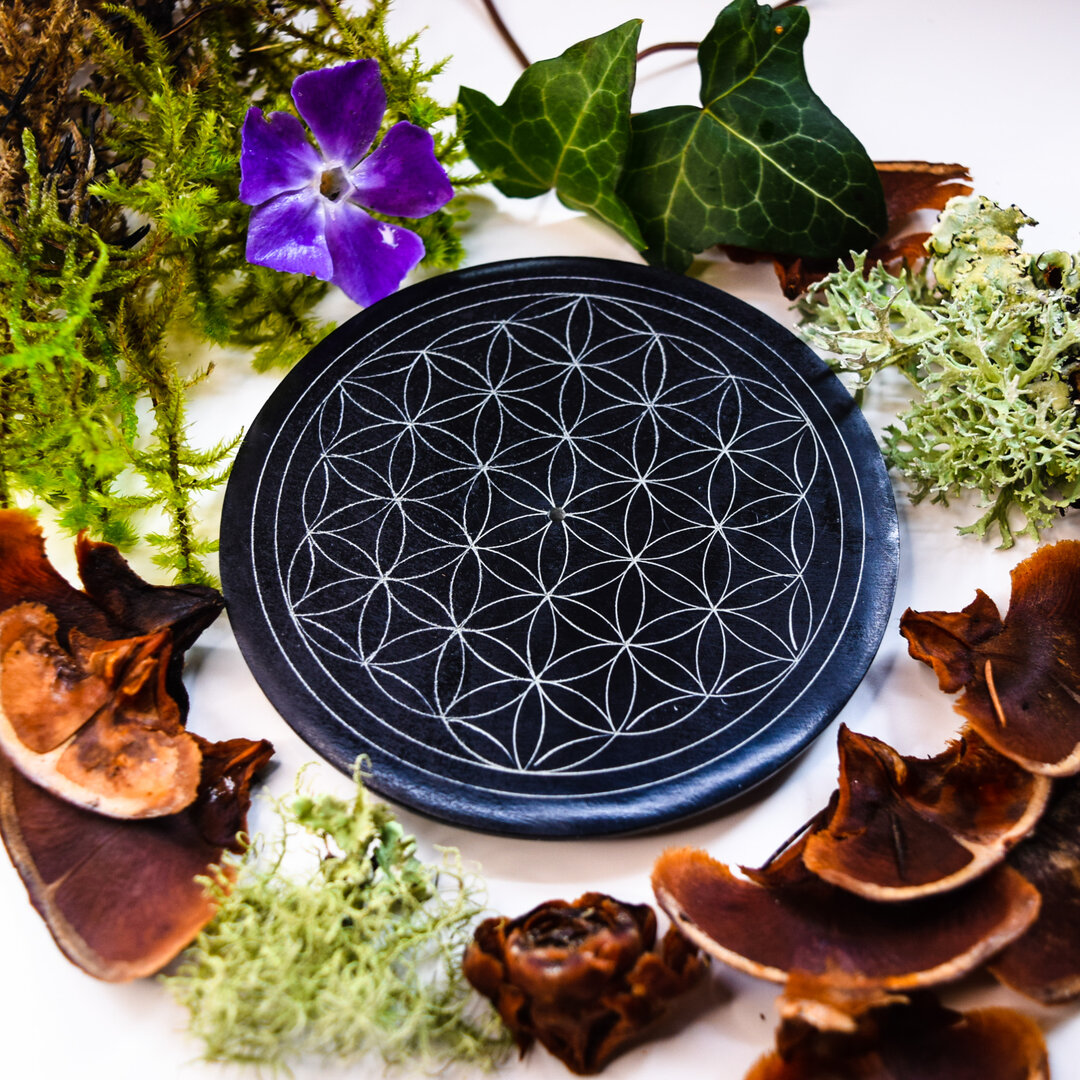 Porte-Encens En Grès - Motif Fleur De Vie - Marque Phœnix Import - Neuf Avec Étiquettes