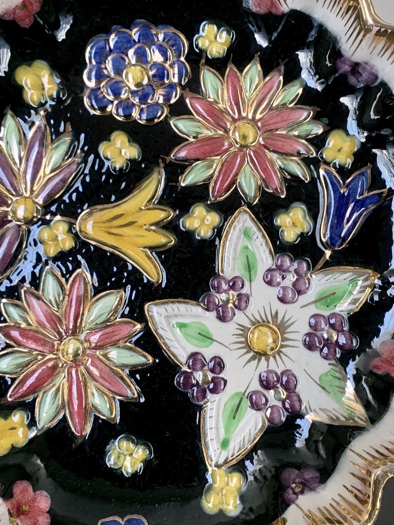faïence-vintage-vallauris-fleurs-multicolores