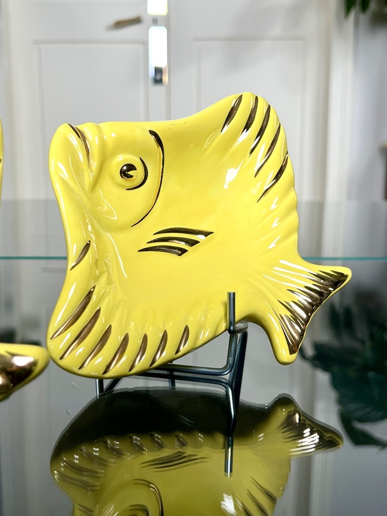 porte-savon-vintage-poisson-jaune-or