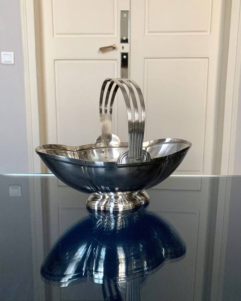 Coupe décorative Ercuis - corbeille en métal argenté - Art Déco