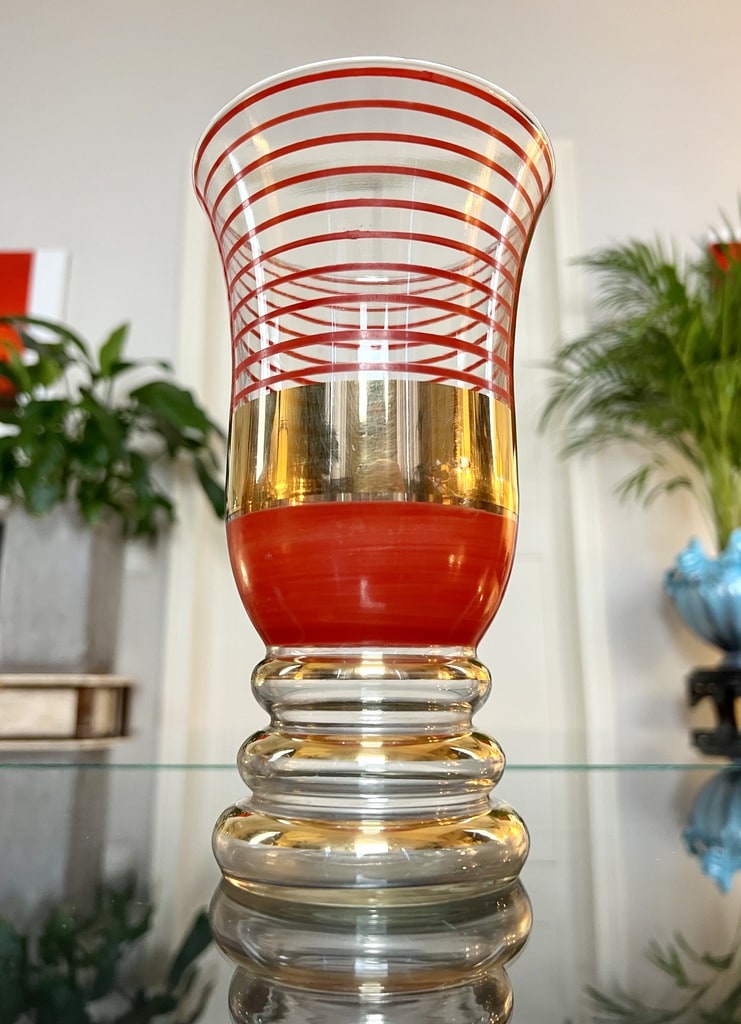 vase-vintage-en-verre-decore-filets-rouge-et-or-fin-brocante-en-ligne-antiquites-boutique