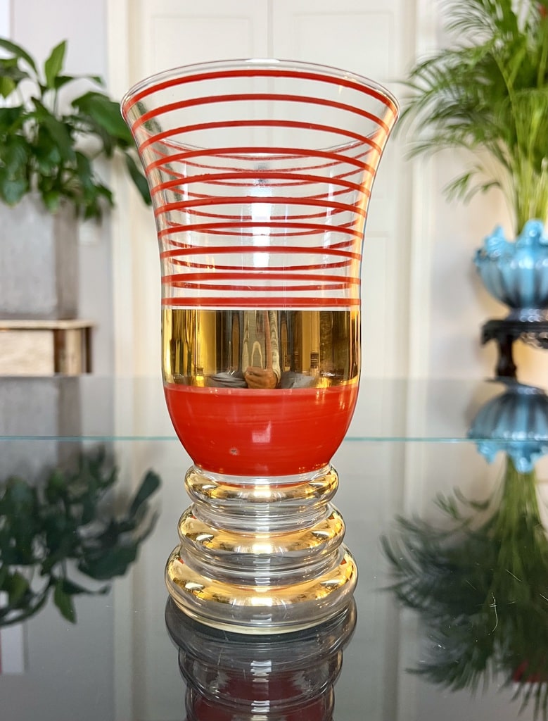 vase-ancien-deco-vintage-verre-avec-decor-filets-rouge-et-or-objet-decoration-vintage-antiquites
