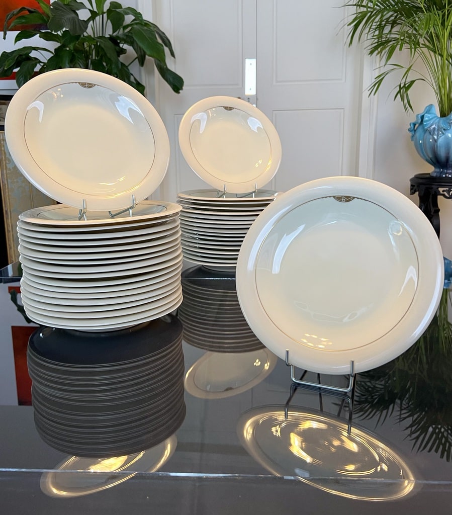 assiettes-plates-porcelaine-allemande-decor-rouard-paris-art-deco-moderniste-1930