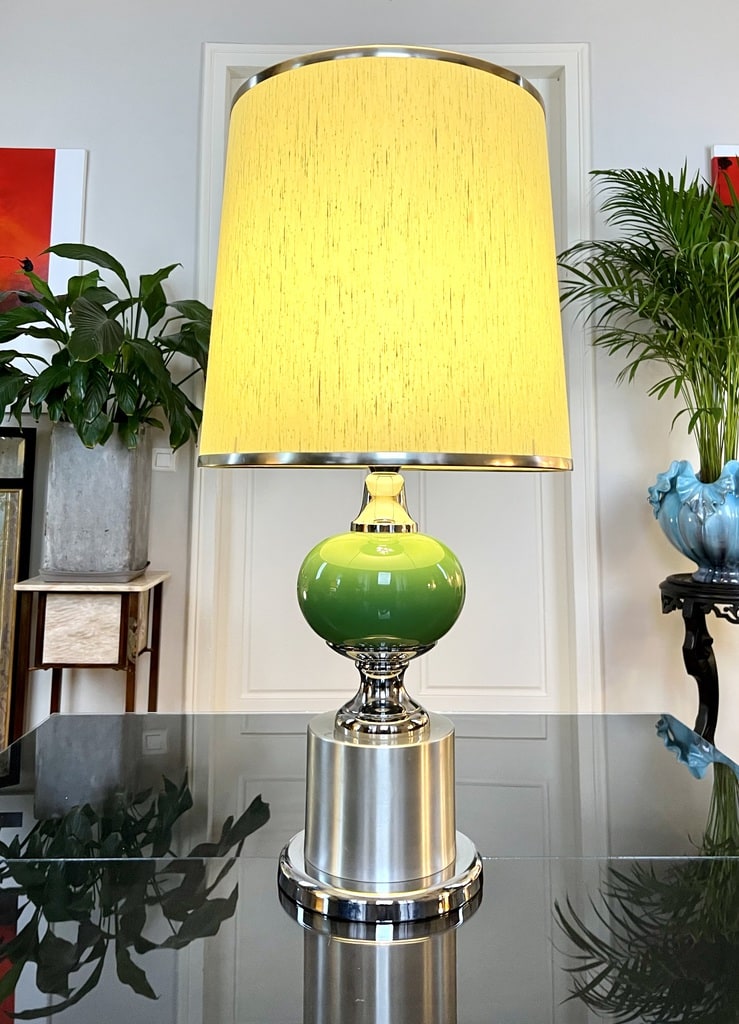 Lampe design vintage - Métal chromé et brossé - Space Age 1960 - 1970