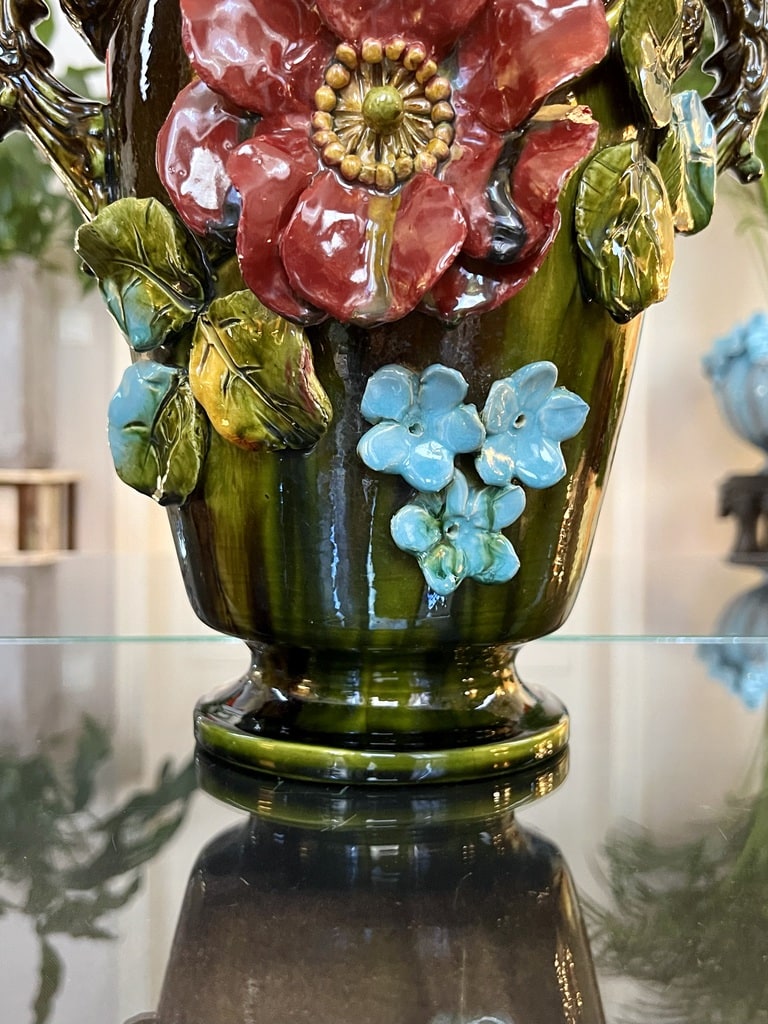 Vase Ancien Orchies Barbotine – Fleurs – Art Déco 1930 – Modèle 501