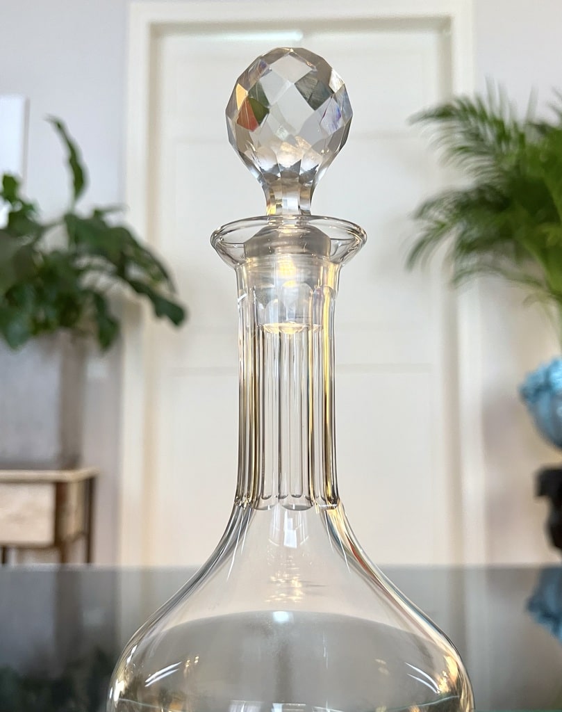 carafe-ancienne-en-cristal-taillé-eau-vin-bouteille-arts-de-la-table-brocante-vintage