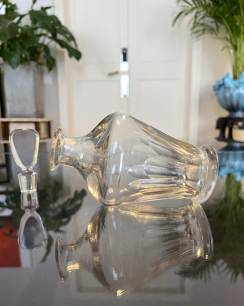 huile-vinaigre-sauce-accessoire-de-table-flacon-bouteille-en-verre-antiquites-brocante