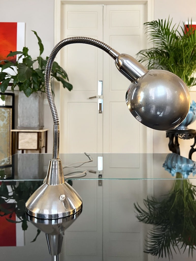 lampe-d-atelier-articule-vintage-métal-chrome-luminaire-vintage-antiquites-brocante