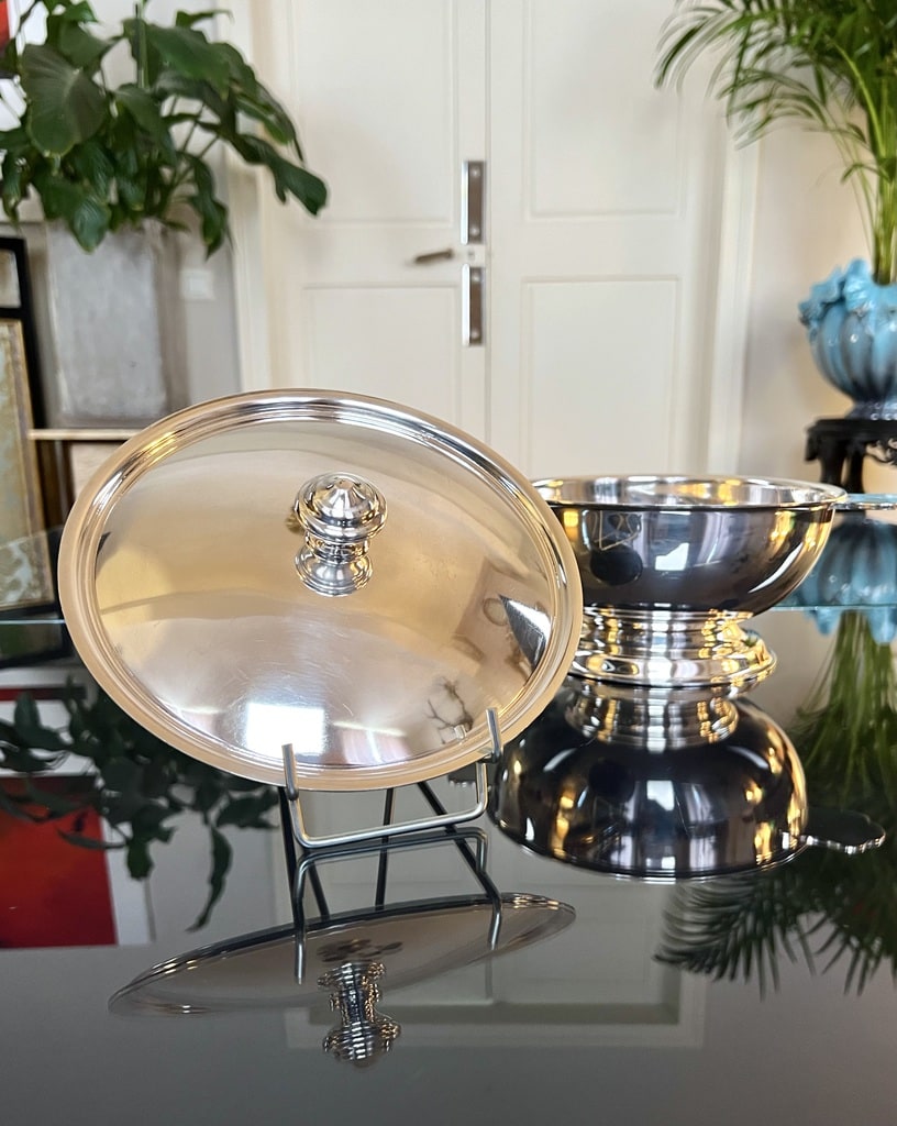 Beau Légumier Couvert Métal Argenté Style Art Deco Orfèvre Christofle Modèle Ondulations L Lanel Gorgeous 1930 Covered Vegetable Dish - India