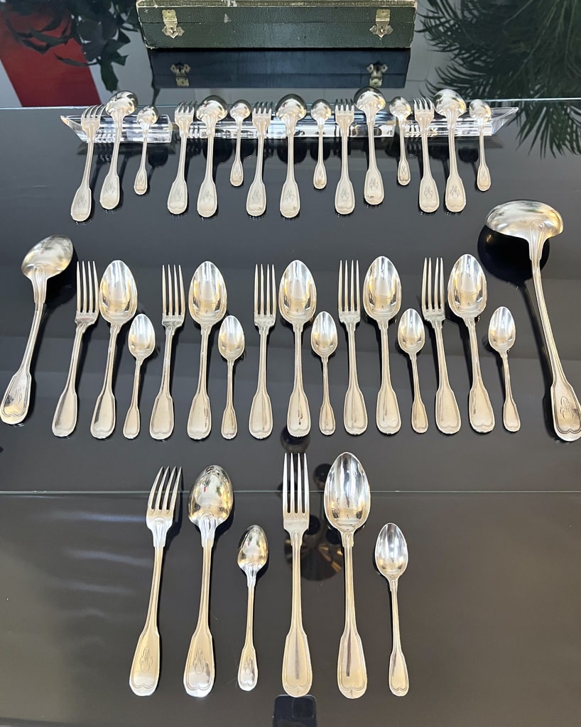 menagere-ancienne-metal-argente-monogramme-19e-siecle-fourchette-cuillere-brocante-en-ligne