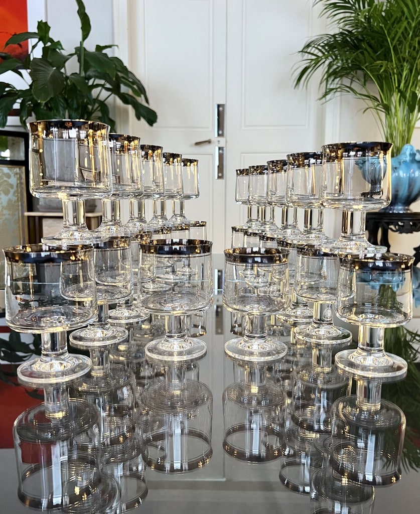 service-verres-cristal-vintage-1970-20e-siecle-thomas-rumba-rosenthal-arts-de-la-table-ancien-vaisselle-antiquites-en-ligne