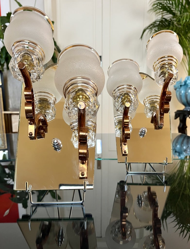 luminaires-anciens-appliques-murales-miroir-cuivre-tulipe-verre-granite-lampe-art-deco-brocante-antiquites