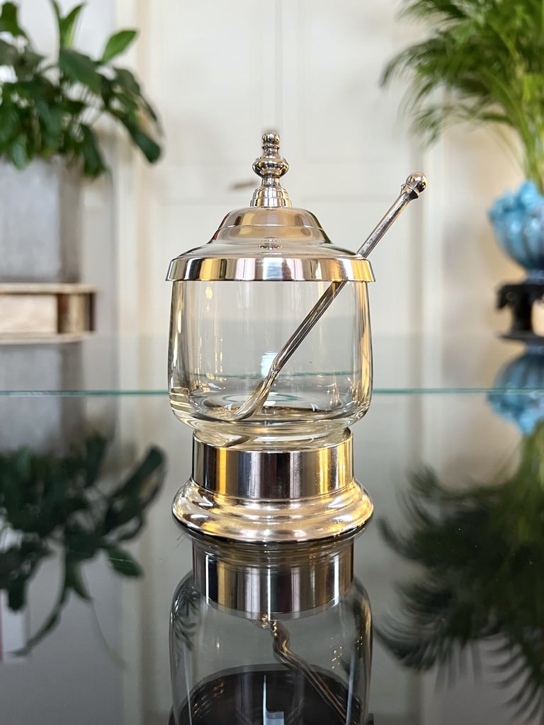 moutardier-vintage-en-verre-et-metal-accessoire-de-table-condiments-brocante-antiquites