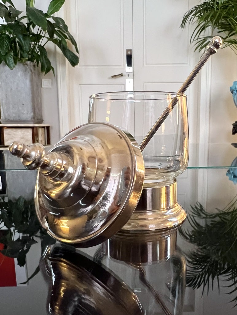 moutardier-vintage-vaiselle-ancienne-verre-et-metal-brocante-accessoire-de-table