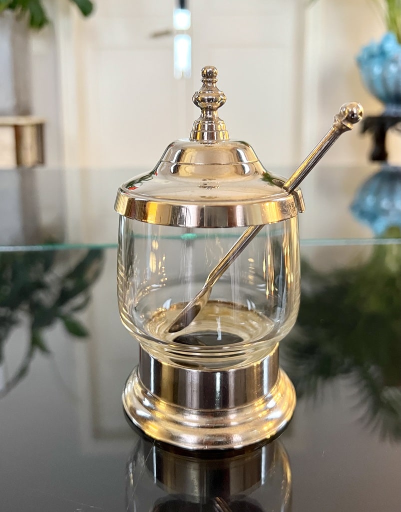 moutardier-verre-metal-art-de-la-table-ancien-vaisselle-vintage-brocante-antiquites